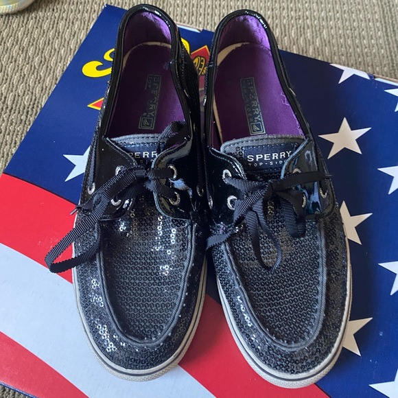 Black Sequined Sperrys - Picture 3 of 5
